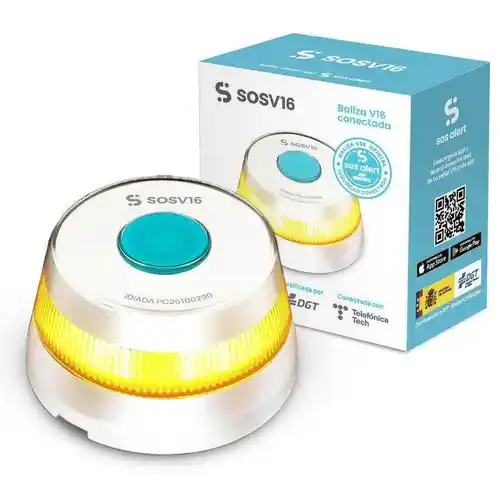 Baliza V16 SOSV16 GPS conectada DGT con luz LED y 12 años de conectividad