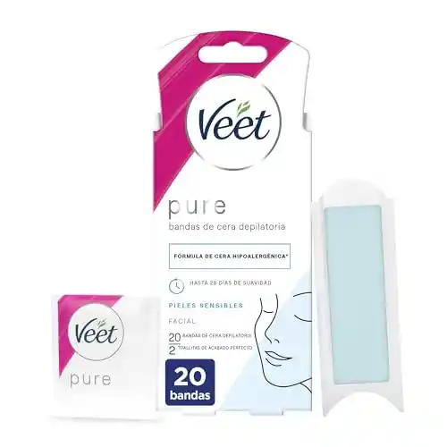 Bandas de depilación facial Veet Pure, 20 unidades