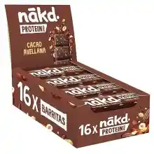 Barritas de proteína 16 x 45g Nakd Cacao Avellana (7g de Proteína origen Vegetal por unidad)