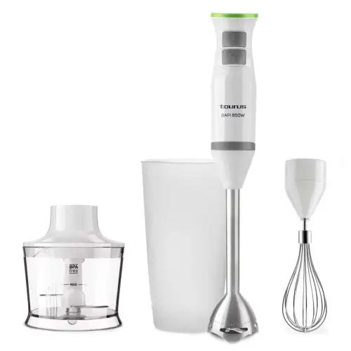 Batidora de Mano Taurus Bapi Plus Inox 850W + Accesorios Picadora + Vaso medidor + Emulsionador