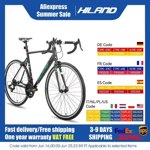 Bicicleta de carretera de aluminio Hiland, Shimano 14 velocidades, cuadro de 53/57 cm
