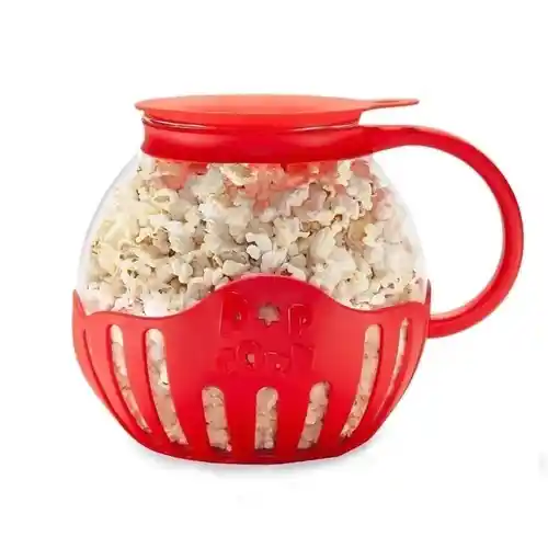 Bol de vidrio para palomitas (2.2 L) con tapa de silicona