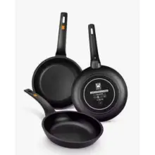 Bra - Set 3 Sartenes Efficient, Lote 18cm + 22cm + 26cm, Aluminio Fundido, Revestimiento Antiadherente