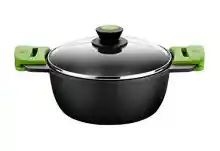 Cacerola alta con tapa de cristal y asas de silicona BRA PRIOR 24 cm