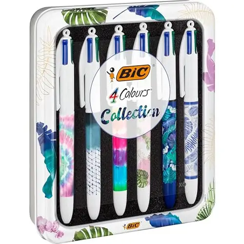Caja 6 Bolígrafos de 4 Colores BIC Decors Collection