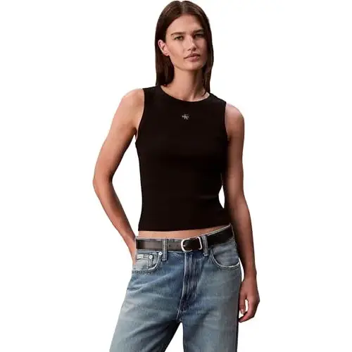 Camiseta de tirantes Calvin Klein Woven Label para mujer de algodón y elastano
