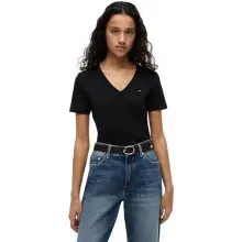 Camiseta mujer Tommy Hilfiger New Slim Cody de algodón con cuello en V
