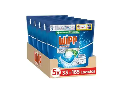 Cápsulas de detergente Wipp Express Power Caps, 165 unidades