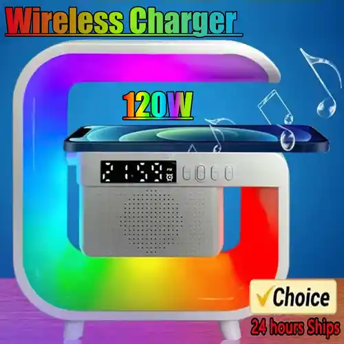 Cargador inalámbrico para smartphone multifunción Altavoz + Radio + Luz nocturna