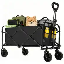 Carrito plegable de camping 100L con freno 360° y ruedas giratorias