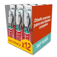 Cepillos de dientes suave Colgate 360 limpieza profunda antibacteriano - Pack de 12x