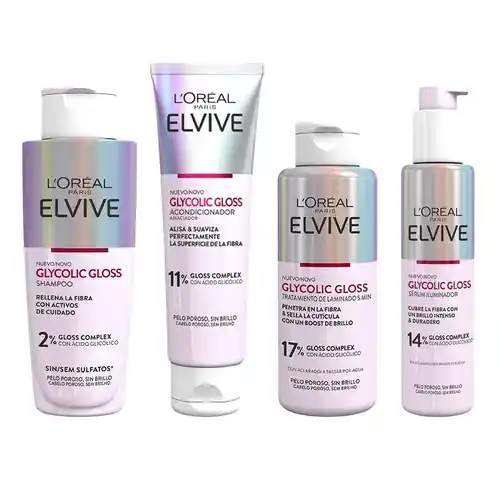 Champú L'Oréal Paris Elvive Glycolic Gloss con ácido glicólico para cabello suave y brillante