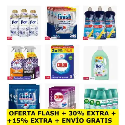 CHOLLAZO! 30% dto EXTRA + cupón 15% al comprar productos de Finish, Colon, Flor, Cillit Bang, Vanish...