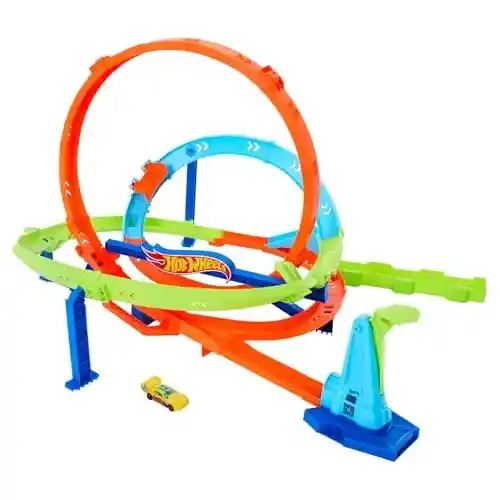 Circuito Hot Wheels Loop Cyclone Challenge con acrobacias y coche incluido