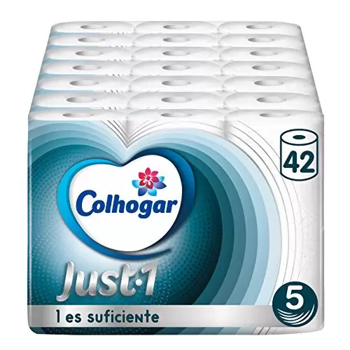 Colhogar Just 1 pack 42 - Papel Higiénico Ultra Absorbente y Ultra Suave - 5 Capas