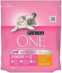 Comida gatos 450g Purina One Junior Pollo con cereales integrales