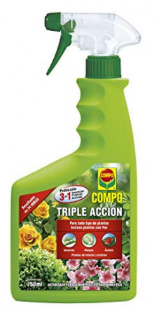 COMPO Triple Acción, Protección contra insectos, hongos y ácaros, Para plantas de interior y exterior (750 ml)