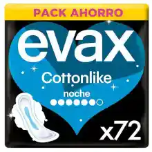 Compresas de noche Evax Cottonlike con alas, pack de 72 unidades.