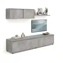 Conjunto de salón con mueble TV (200cm), módulo suspendido y balda mural