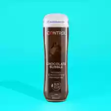 Control - Gel Buble Chocolate 3en1, Gel de Masaje Corporal con Aroma a Chocolate, Tapón masajeador, Base acuosa, 98,1% de ingredientes naturales, 200 ml