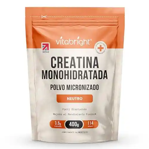 Creatina Monohidratada Vitabright en Polvo Micronizado (400 g / 114 Raciones) vegana