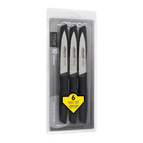 Cuchillos mondadores Arcos Nova (100mm) de acero inoxidable con mango de polipropileno