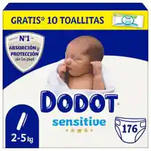 Cupón descuento Amazon! Pañales Dodot Sensitive 0,16€/unidad (tallas 1, 2 ó 3) + Toallitas gratis