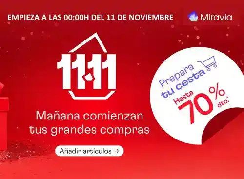 Miravia 11.11 (Hasta 70% + cupones 25%) - Nuevo cupón 3€ en compras de 10€