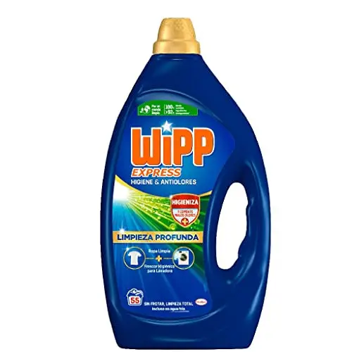 Detergente líquido quitamanchas para lavadora Wipp Express Limpieza Profunda Higiene y Antiolores (55 lavados)