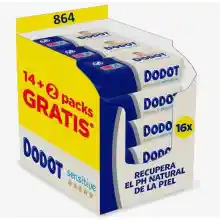 Dodot Toallitas Sensitive para Bebé, 864 Toallitas (16 Paquetes de 54 Toallitas)