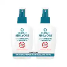 Ecran Repel Care, Spray Repelente de Mosquitos sin Alcohol - Pack de 2 x 100 ml