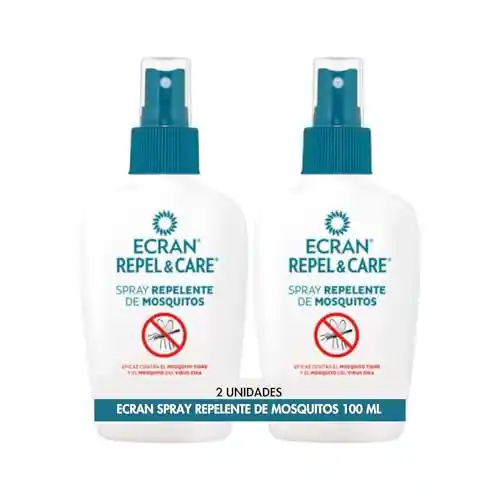 Ecran Repel Care, Spray Repelente de Mosquitos sin Alcohol - Pack de 2 x 100 ml