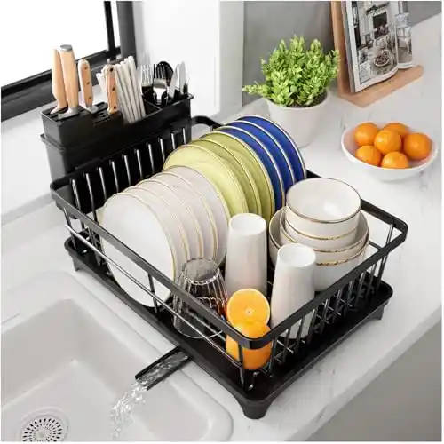 Escurreplatos de cocina PurKeep con soporte para utensilios