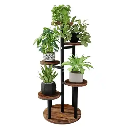Estantería para plantas Bamworld de madera, 5 niveles, para interior y exterior