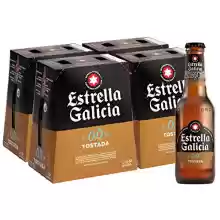 Estrella Galicia Sin Alcohol 0,0 Tostada Cerveza - Pack de 24 botellines x 250 ml - Total: 6 L