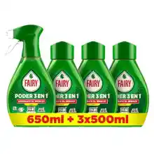 Fairy Pack Poder Sin Remojo Limón Spray 650ml + 3 Recambios 500ml