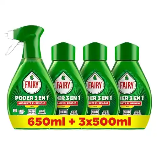 Fairy Pack Poder Sin Remojo Limón Spray 650ml + 3 Recambios 500ml