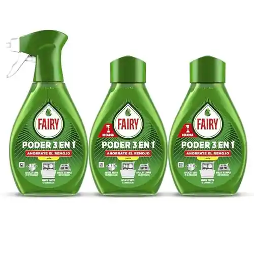 Fairy Spray Desengrasante Limón con 2 Recambios de 500ml.