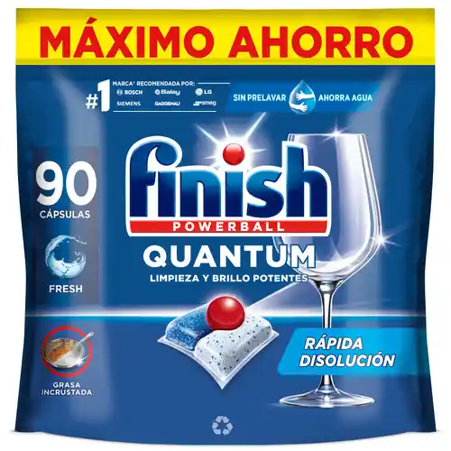 Finish Powerball Quantum Pastillas para lavavajillas Regular 90 pastillas