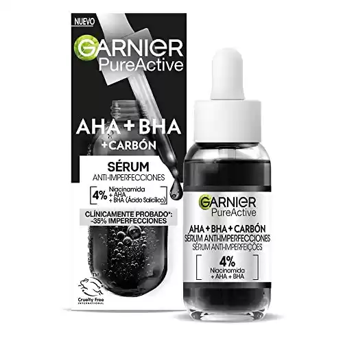 Garnier Serum Negro Anti-Imperfecciones con 4% de Niacinamida, AHA y BHA Pure Active. -44% Granitos en 21 días, clínicamente probado. Fórmula Vegana. - 30ML