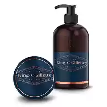 Gel Limpiador para Barba y Rostro 350 ml + Bálsamo Aceite de Argán y Manteca de Karité 100 ml - King C. Gillette