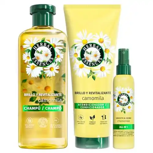 Herbal Essences Champú, Acondicionador y Spray de Camomila
