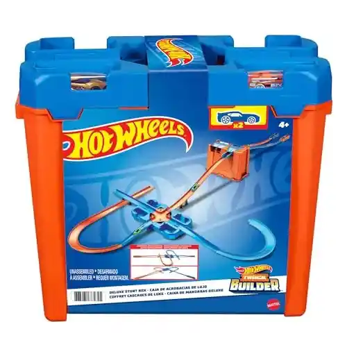 Hot Wheels Caja de Acrobacias Deluxe con accesorios para pistas de coches