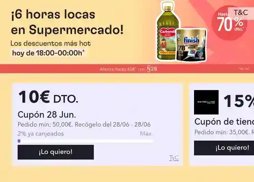 6h LOCAS DE SUPERMERCADO + cupón 10€ Miravia