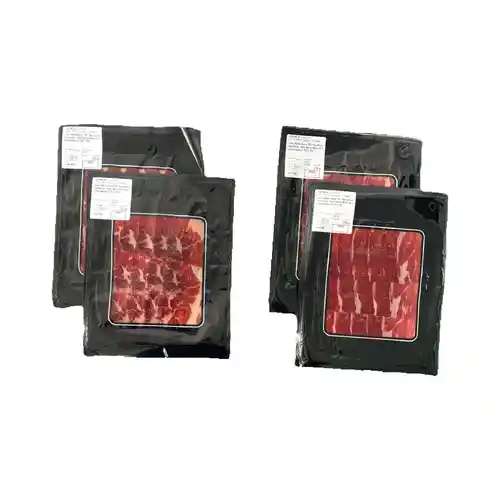 Jamón Ibérico Bellota 100% Raza Ibérica - 4 Sobres de 100g - Loncheado a Cuchillo - a 6,38€ los 100g