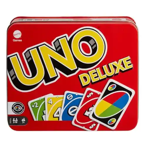 Juego de cartas Mattel Games UNO Deluxe en caja metálica