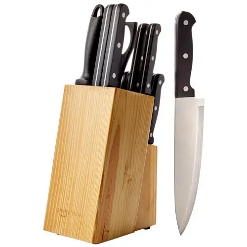 Juego de cuchillos + soporte AmazonBasics (14 Piezas)