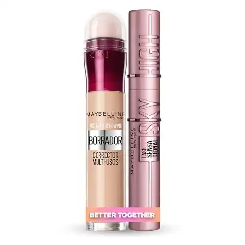 Kit Maybelline New York: Máscara de pestañas Lash Sensational Sky High + Borrador Corrector Multiusos 01 Light