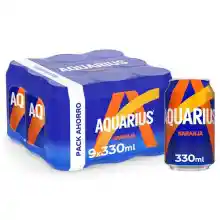 Latas Aquarius Naranja 330ml x9