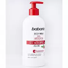 Leche Corporal Hidratante Para Pieles Atópicas Babaria, Con Aloe Vera, Pantenol y Vitamina E, Vegano - 400 ml